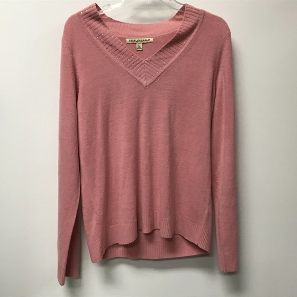 NWT Debbie Morgan Rhinestone Stud Pullover Sweater